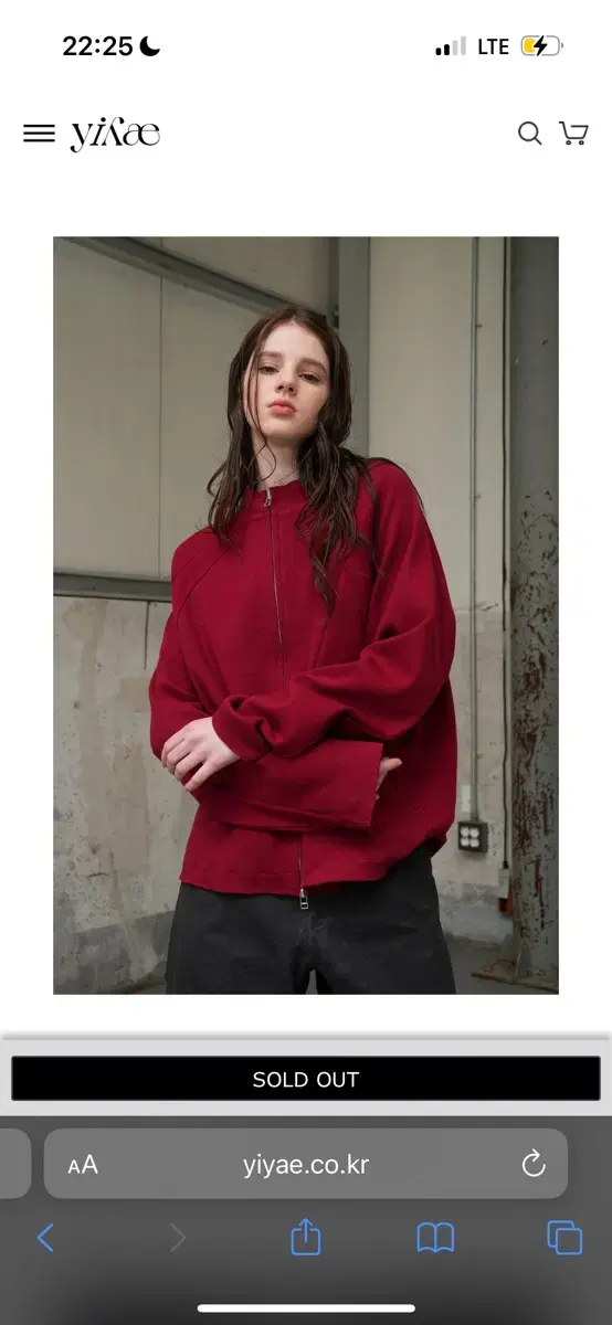 yiyae rib zip up red m사이즈