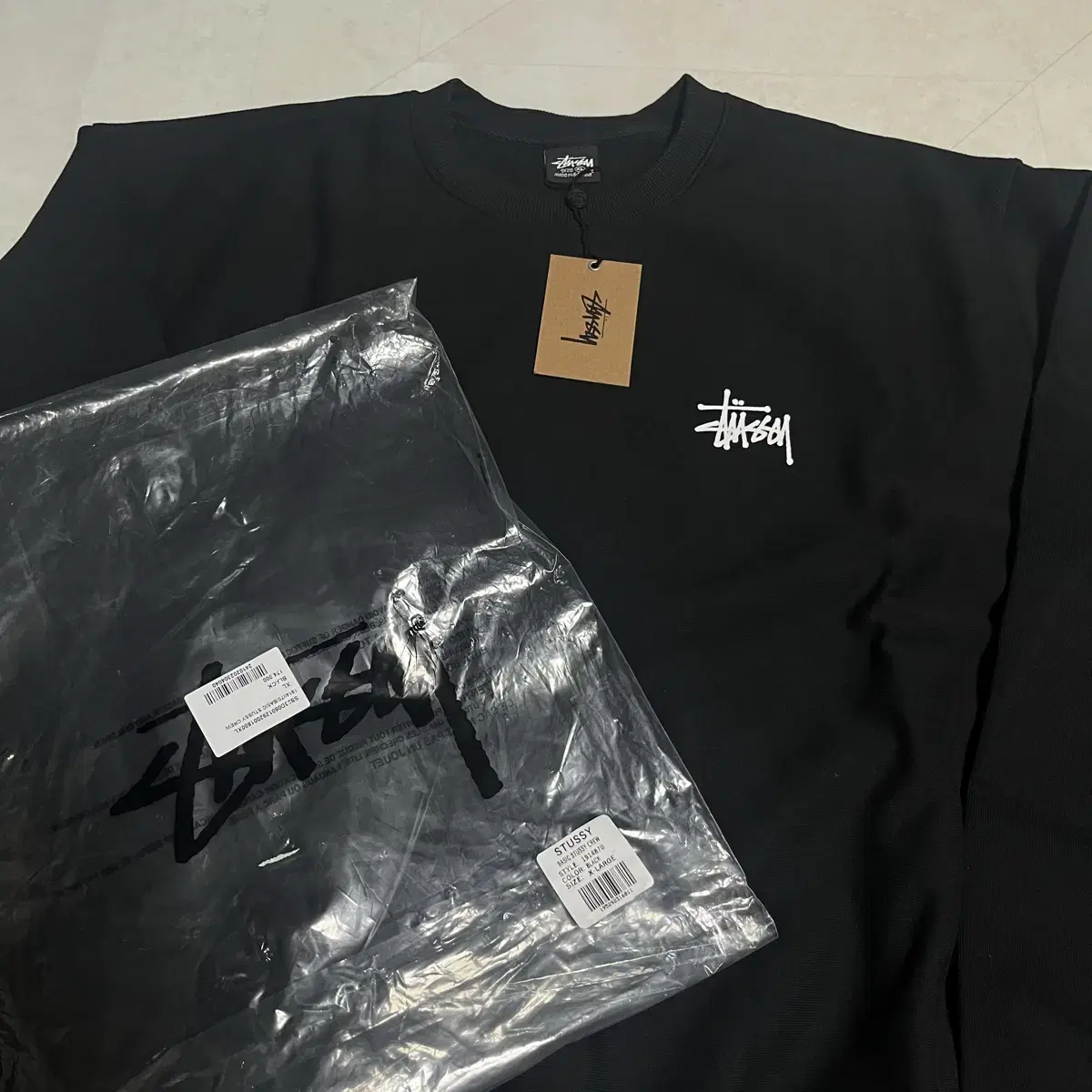 New (XL) Stussy Basic Logo Crewneck Black