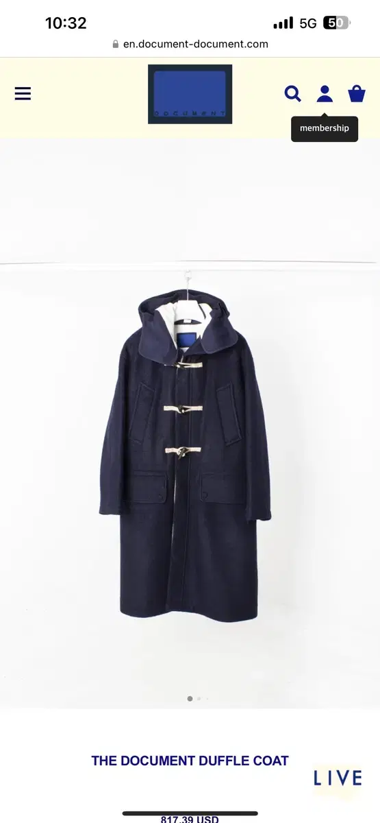 Document Duffel Hooded Coat L