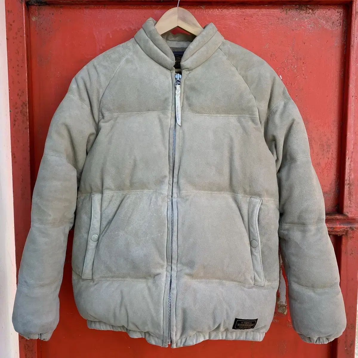 (L) Neighborhood Hooded Leather Padded Jacket