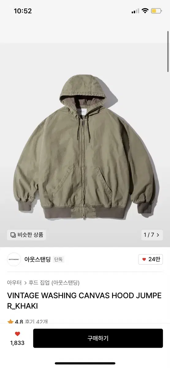 Outstanding Washed Canvas Hooded Jacket