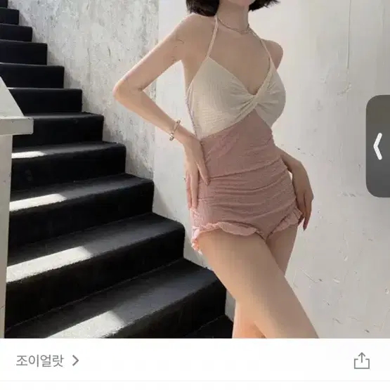 러블리 핑크 홀터넥 아이보리 가운 가디 건 홀터넥 모노키니 원피스 수영복