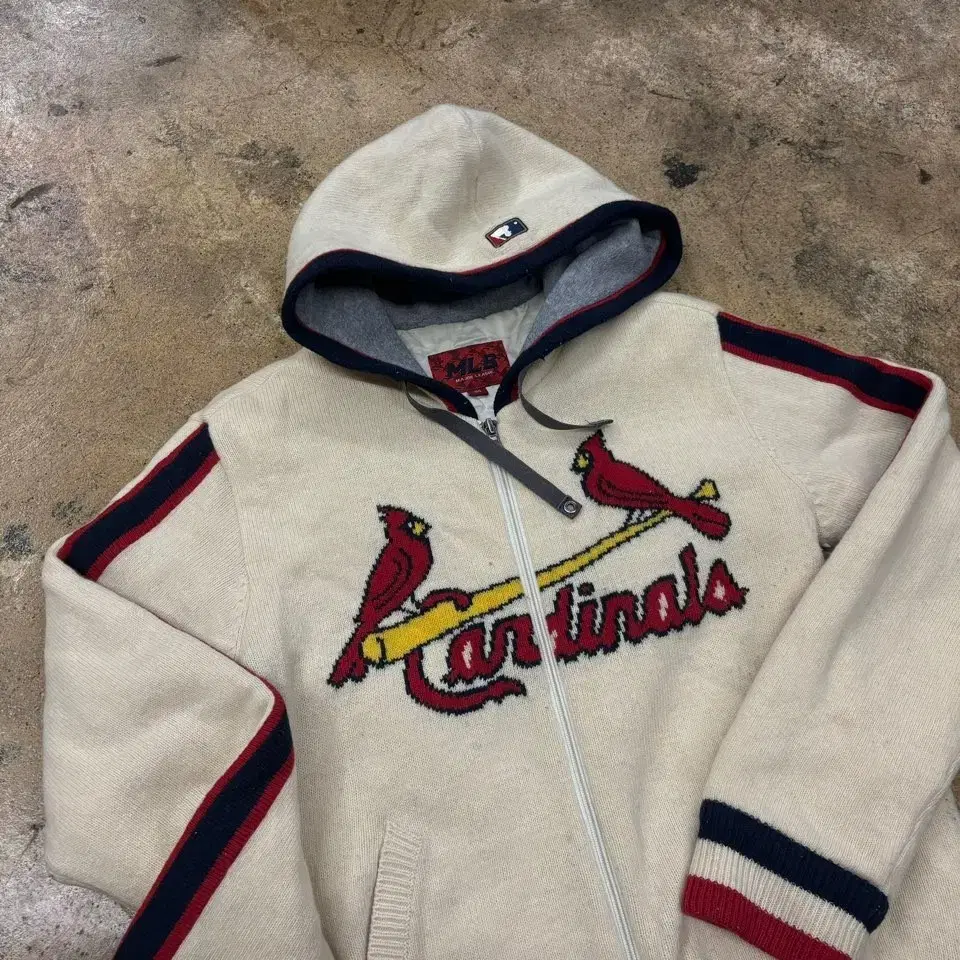 [ Authentic/95 ] MLB Majestic St. Louis Knit Hoodie Zip-Up