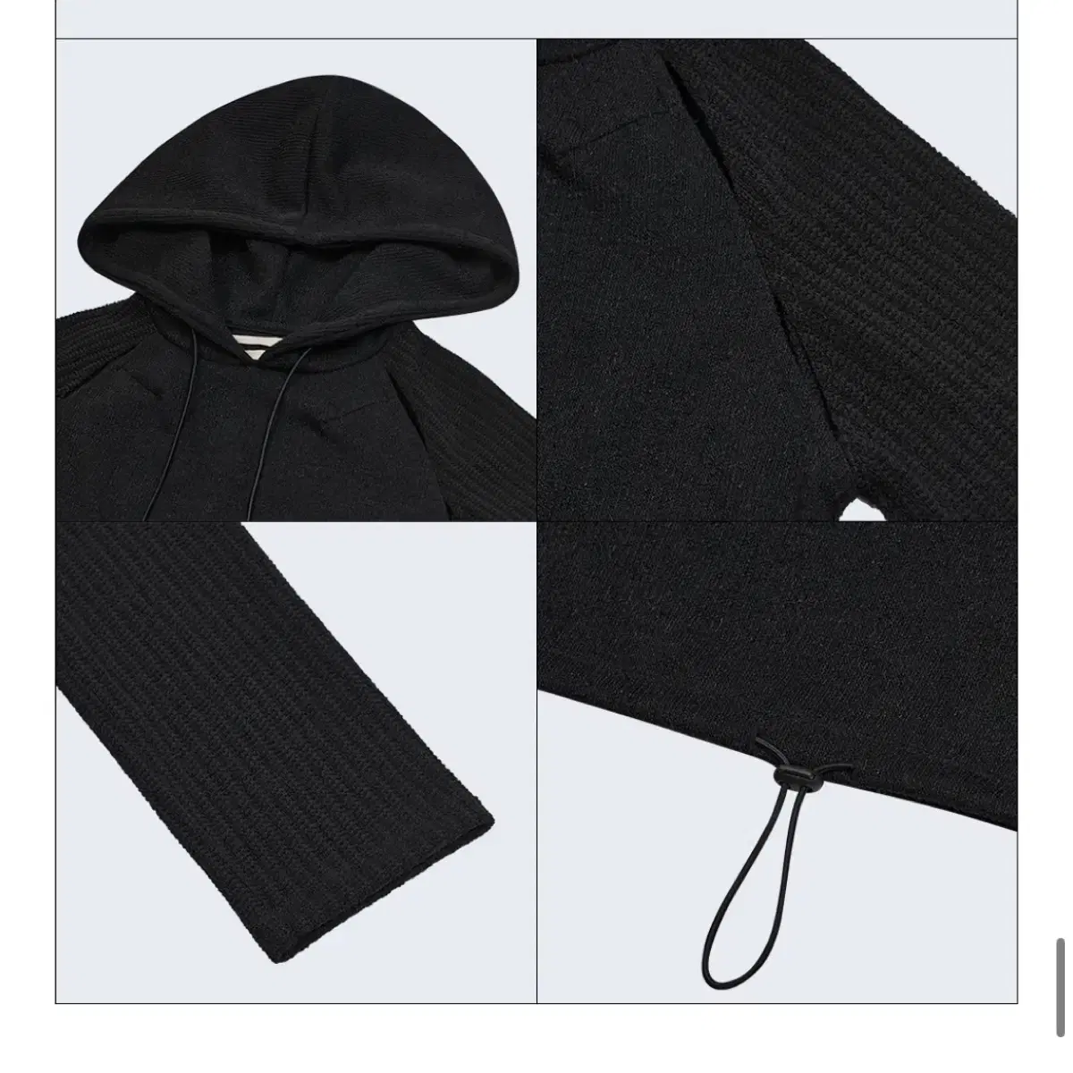 타입서비스 Knitted Side Slit Hoodie [Black]