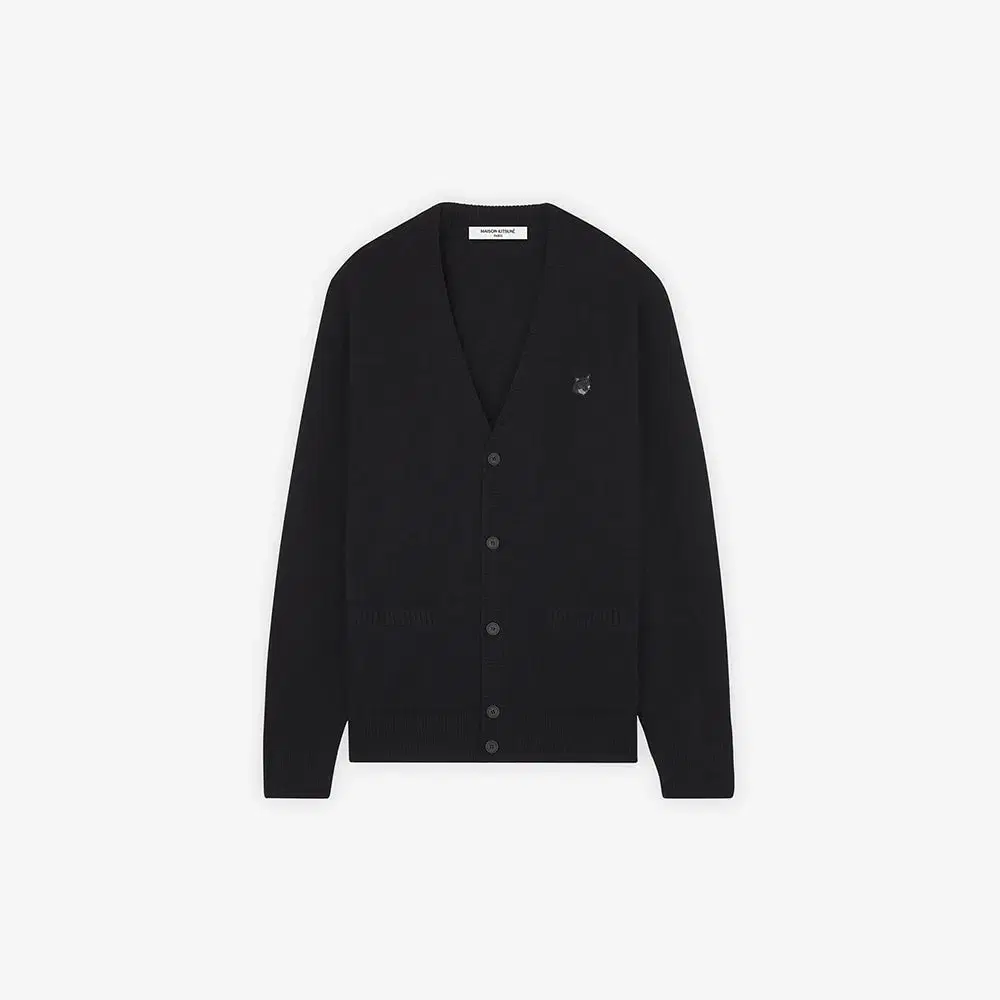 24FW Maison Kitsune Bald Fox Patch Regular Cardigan Black [M/L/XL].