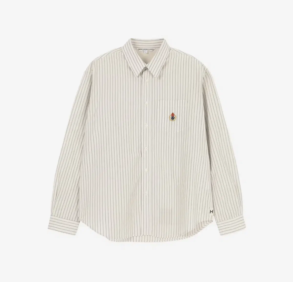 [New] Heritage Floss Crest Stripe Shirt Beige Black S