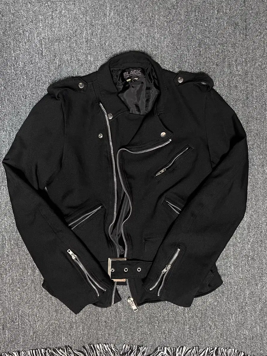 Comme des Garçons Song Black Shaved Wool Rider Jacket L