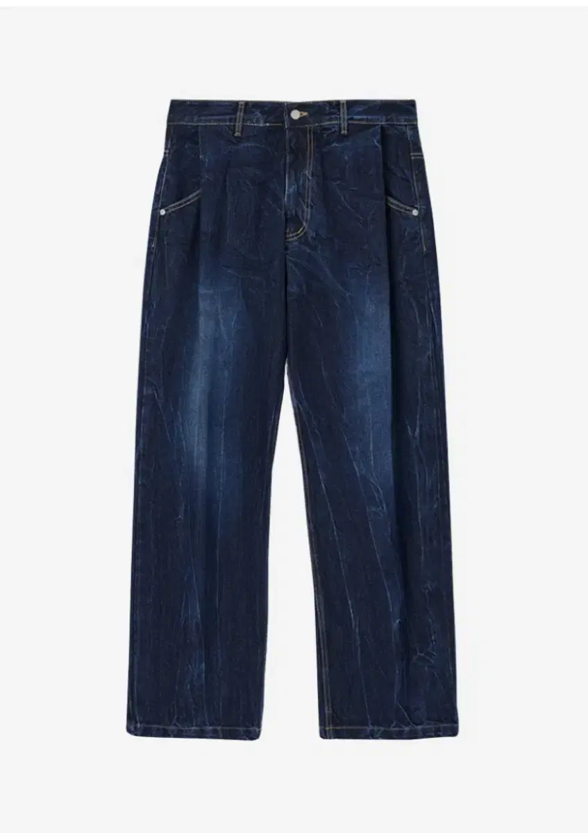 Typing Mistake Cracked Wash Tuck Wide Denim S