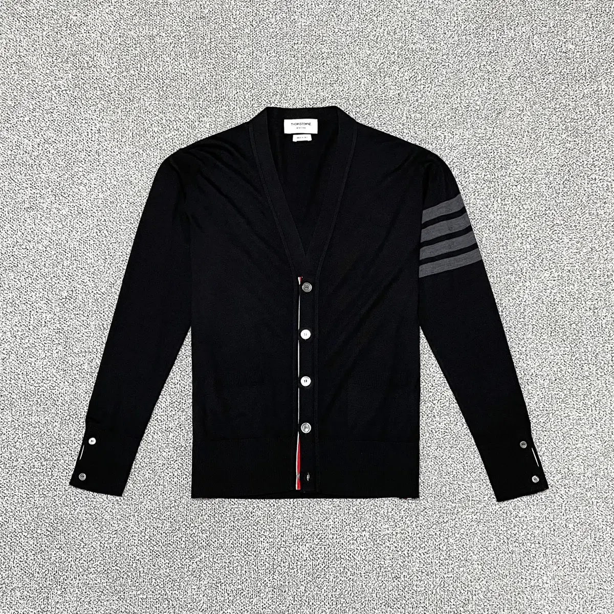 [3] Thom Browne Merino Wool Cardigan Black, Size 3