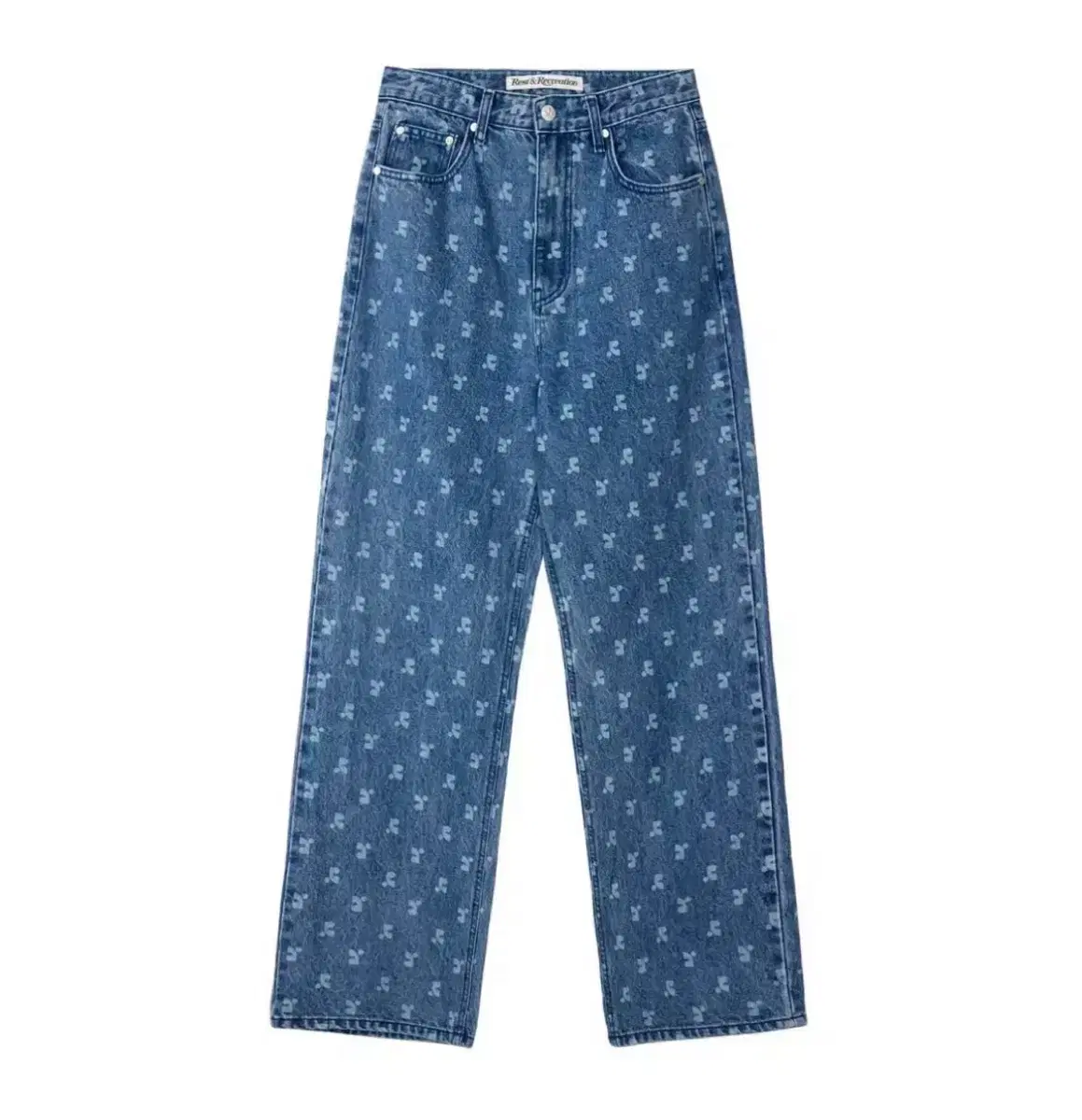 레스트앤레크레이션 데님 블루 RR PRINTED DENIM PANTS