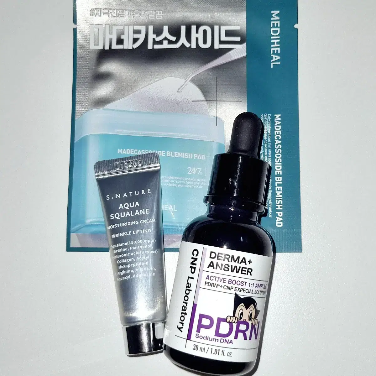 [미사용] CNP PDRN 앰플 30ml +에스네이처 크림, 메디힐 패드