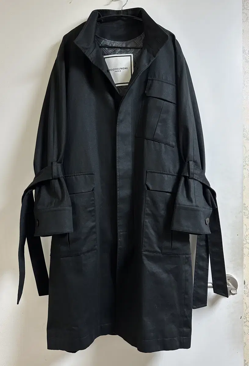 WOOYOUNG MI 19FW Back Logo Trench Black 46