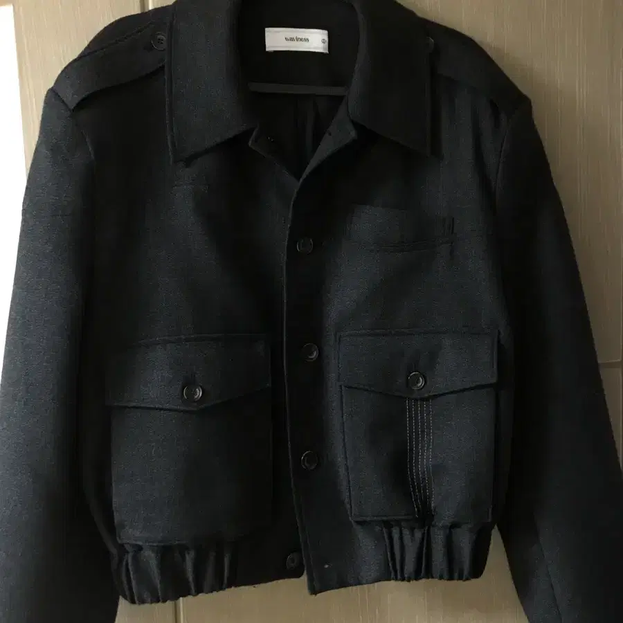 웨이비니스 Epaulet crop blouson - 멜란지 차콜