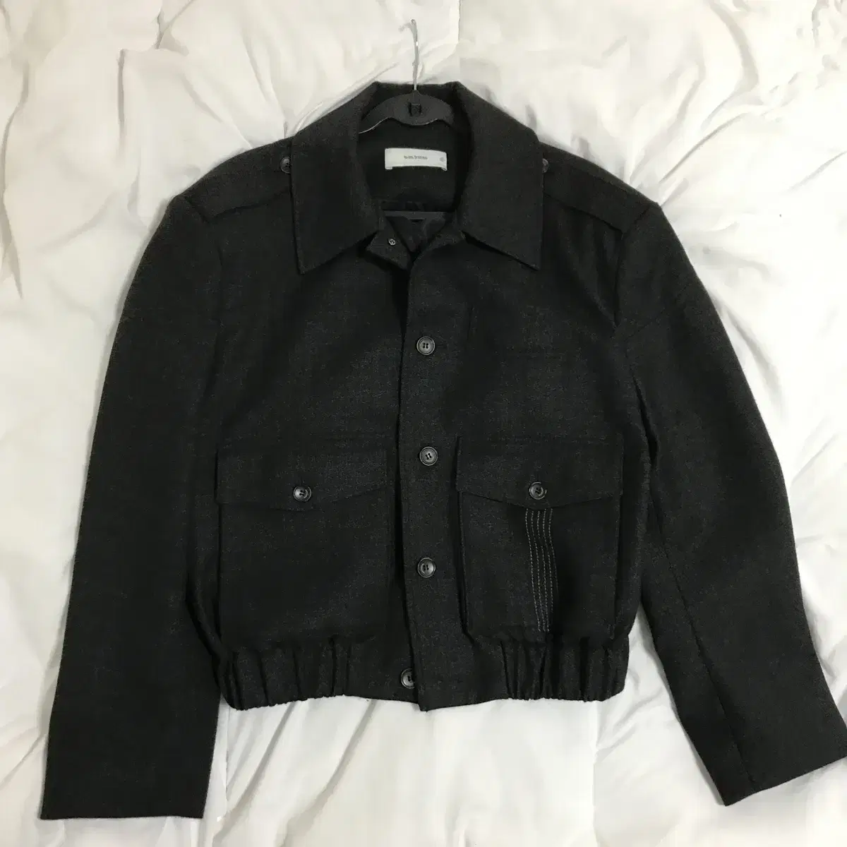 웨이비니스 Epaulet crop blouson - 멜란지 차콜