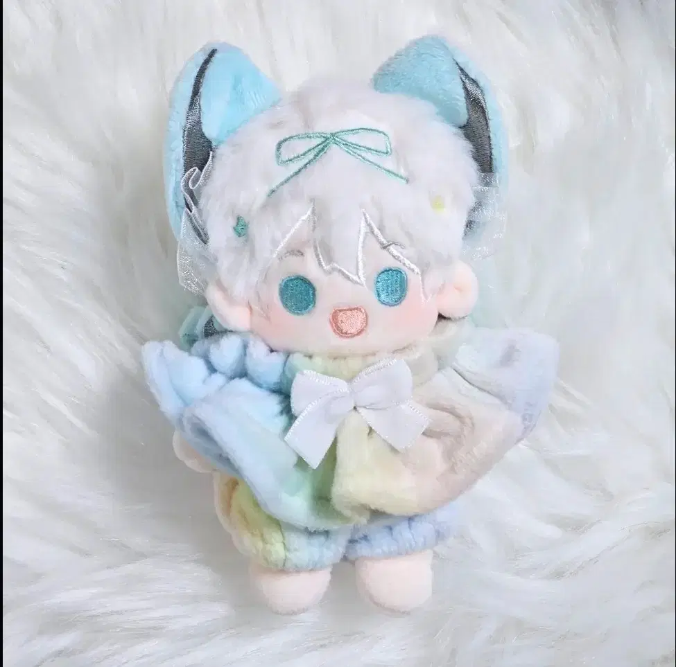 10cm plush doll clothes plush astra pastel white ribbon