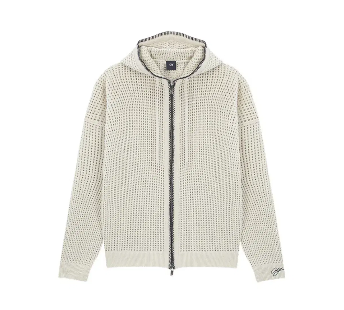 (1) OY Onda Net Stitched Hoodie Zip-up Ivory Stussy