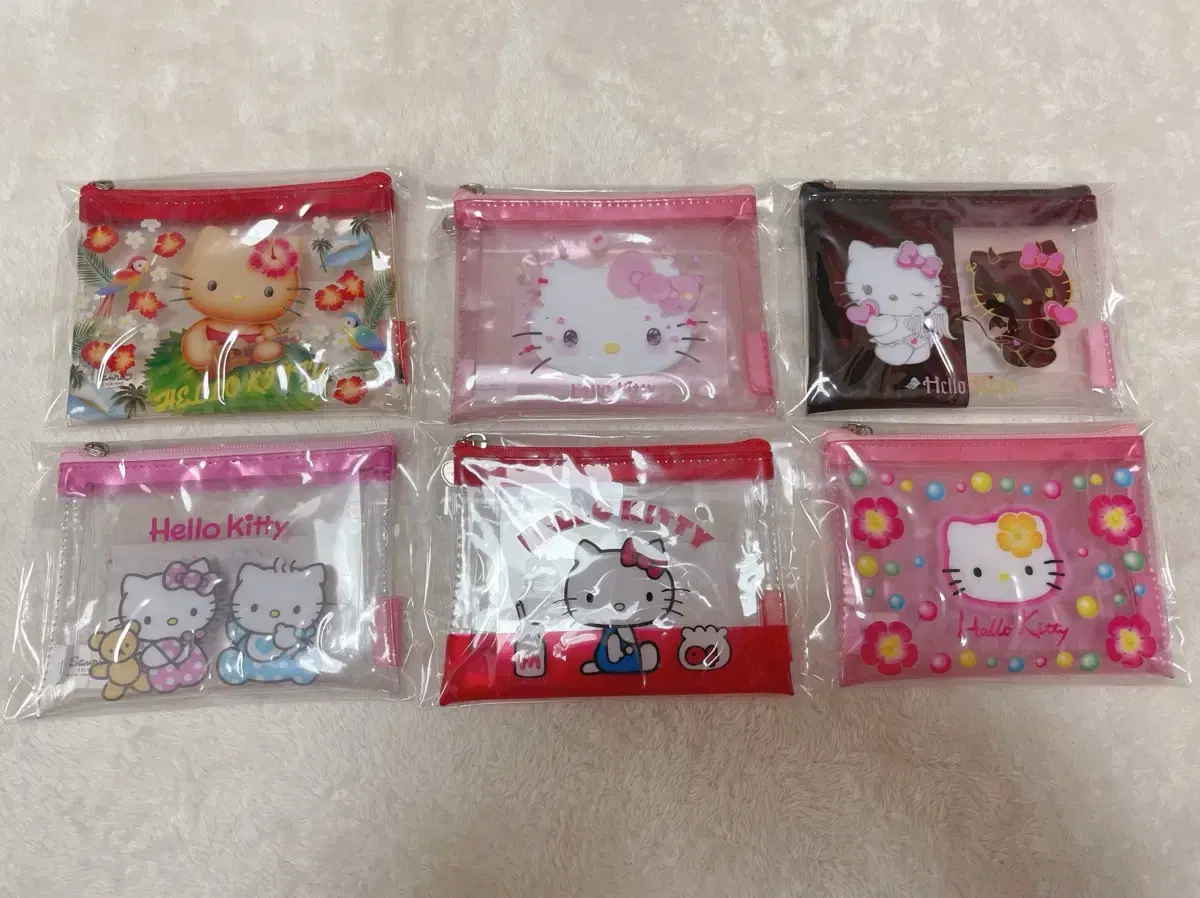 Hello Kitty 50th Anniversary Tanning Kitty Glitter Kitty Transparent Pouch Wallet