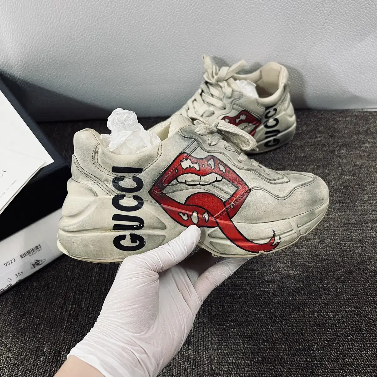 [Same Day Delivery] Gucci Lightweight Dirty Lips Logo Sneakers