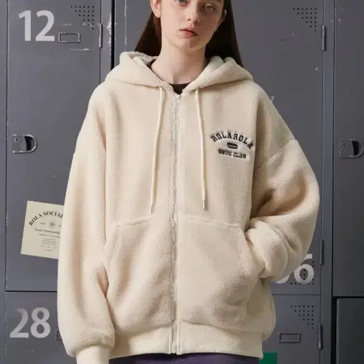 로라로라 FLEECE HOOD ZIP-UP IVORY