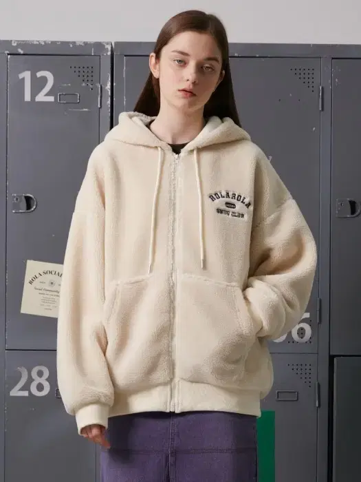 로라로라 FLEECE HOOD ZIP-UP IVORY