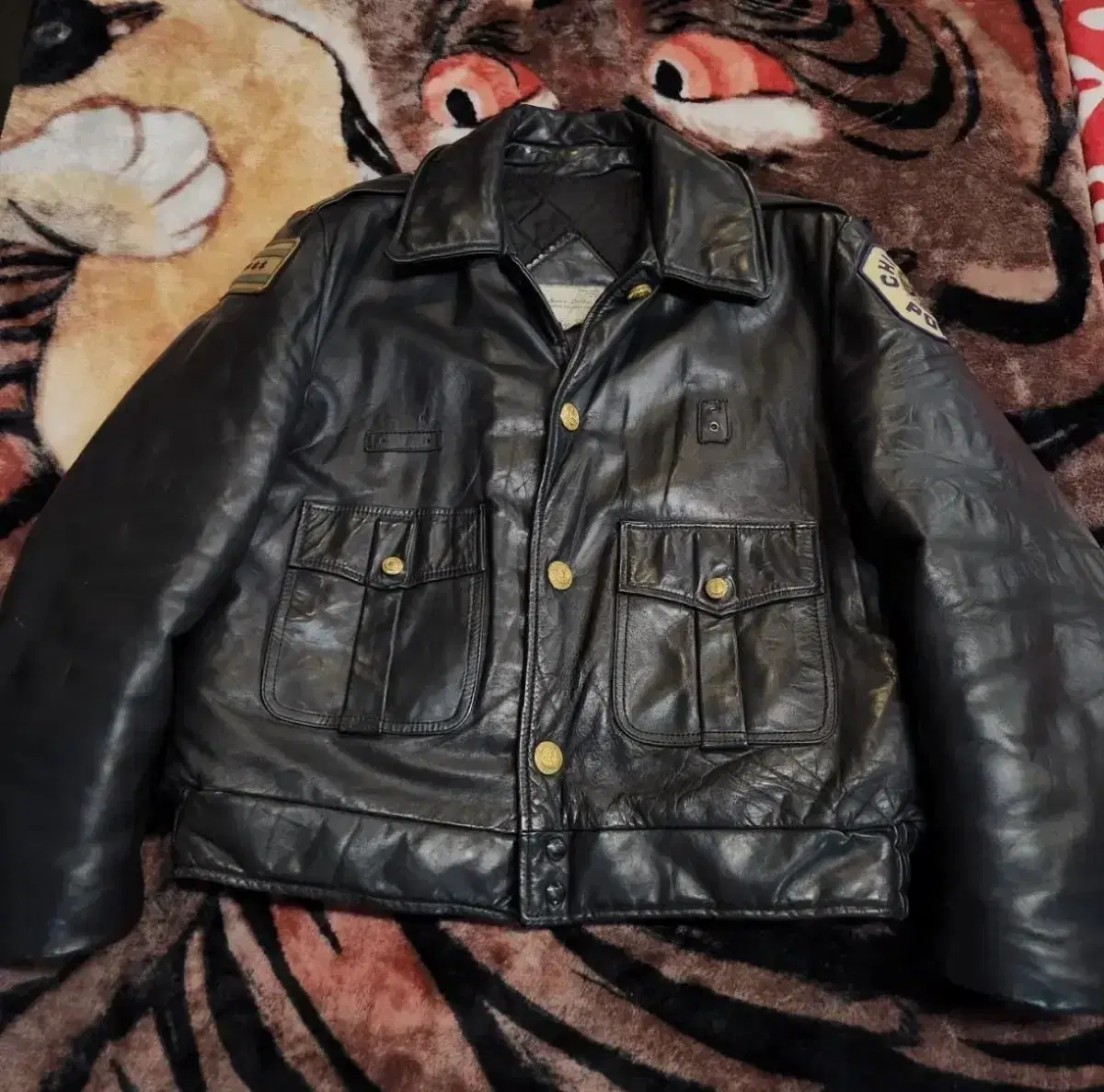 70s Chicago Police Vintage Leather Jacket Original (Rare)