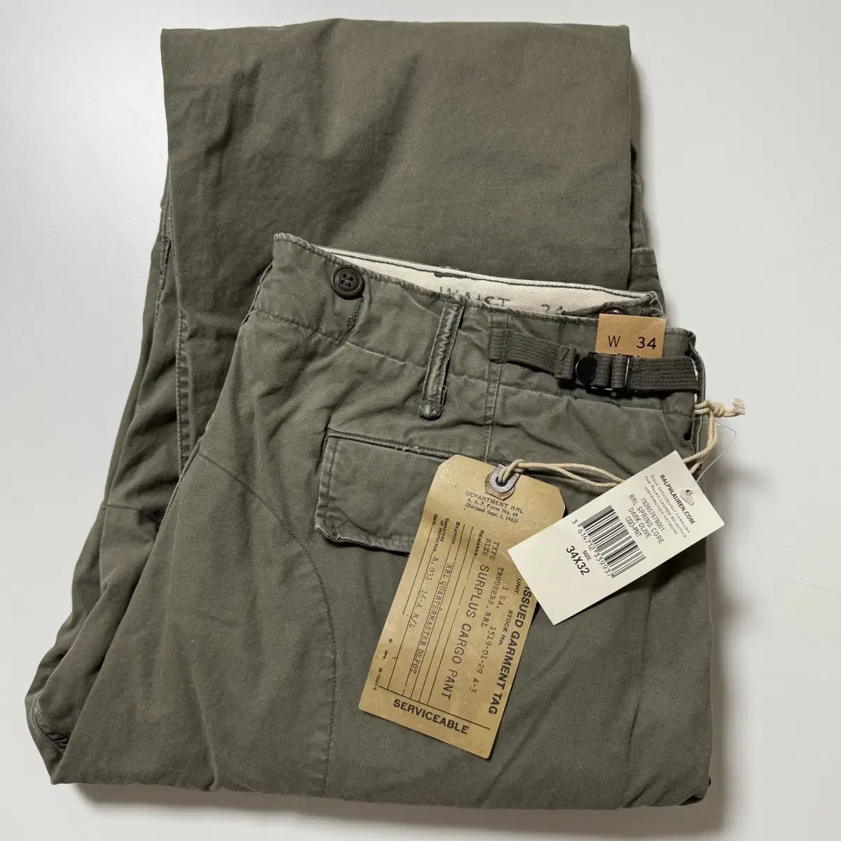 RRL DRL Surplus Cargo Pants Olive 34X32