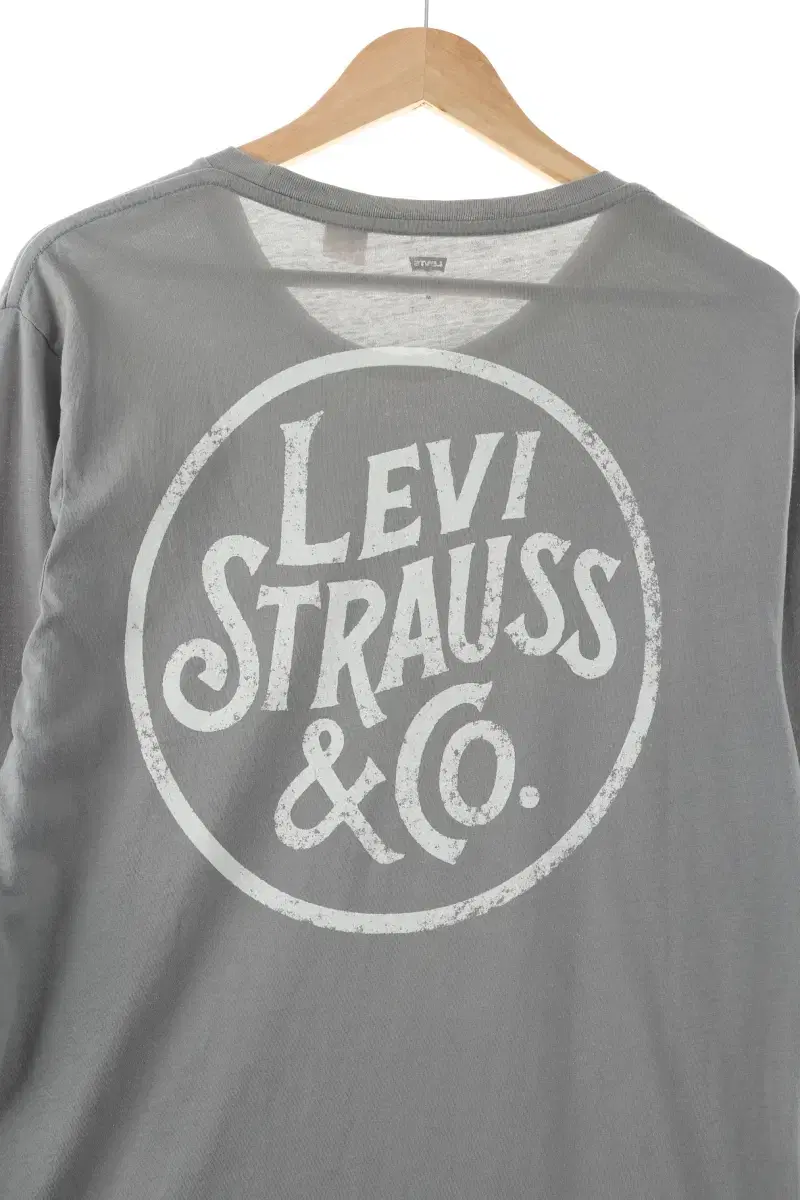 (M) Levi's Long Sleeve T-Shirt Gray Big Print Limited Edition-1042D