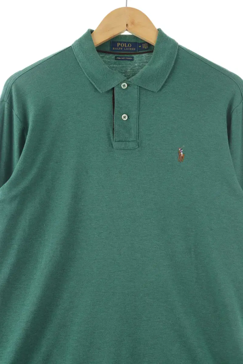 (M) Polo Ralph Lauren kara Long-sleeved T-shirt Green Pony Amekaji-10488