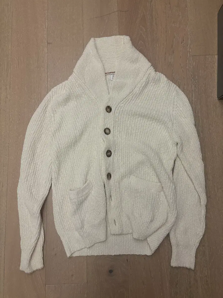 Brunello Cucinelli Ivory Shawl kara Cardigan 52