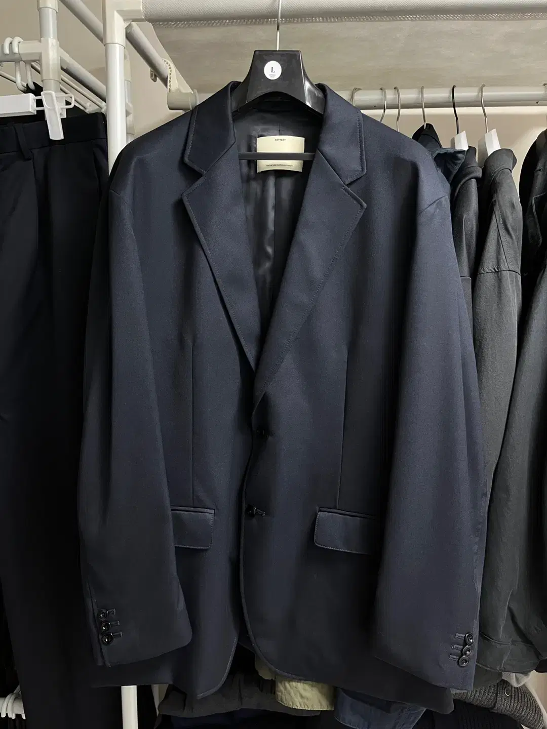 [4] Pottery Wool Single Jacket Dark Navy