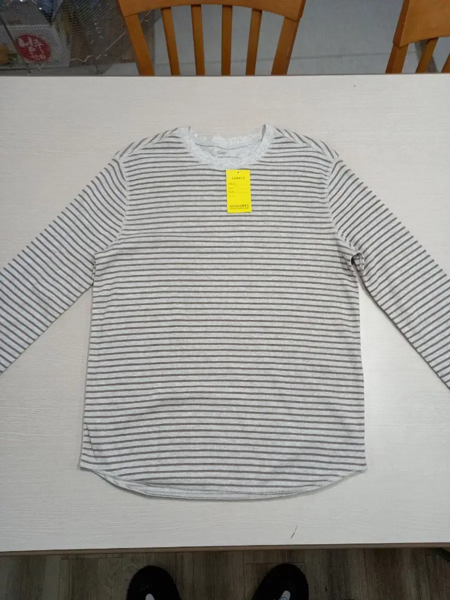 L100 New Arrivals GAP Long Sleeve Round Tee Striped Beige L-509