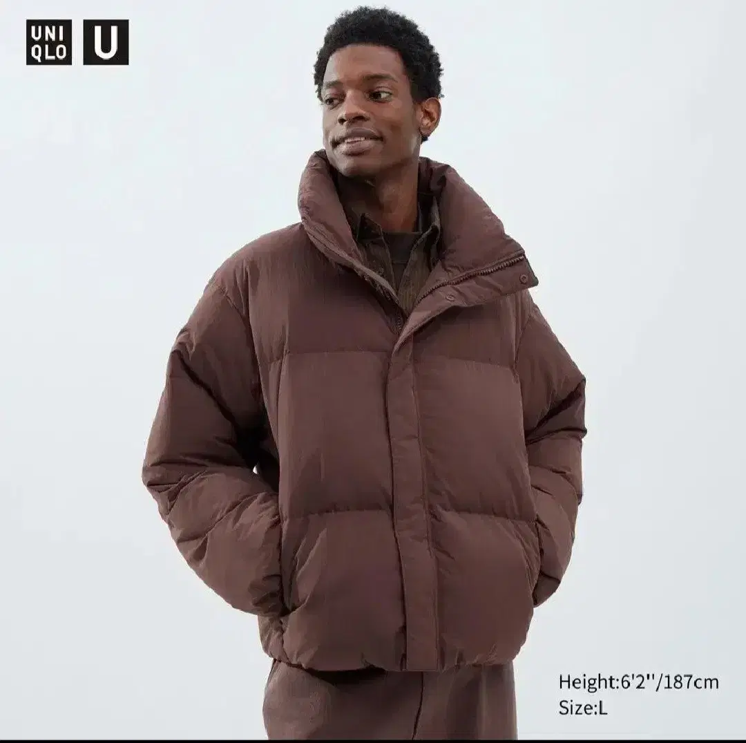 [L] Uniqlo U Brown Padded Volume Jacket with Padded