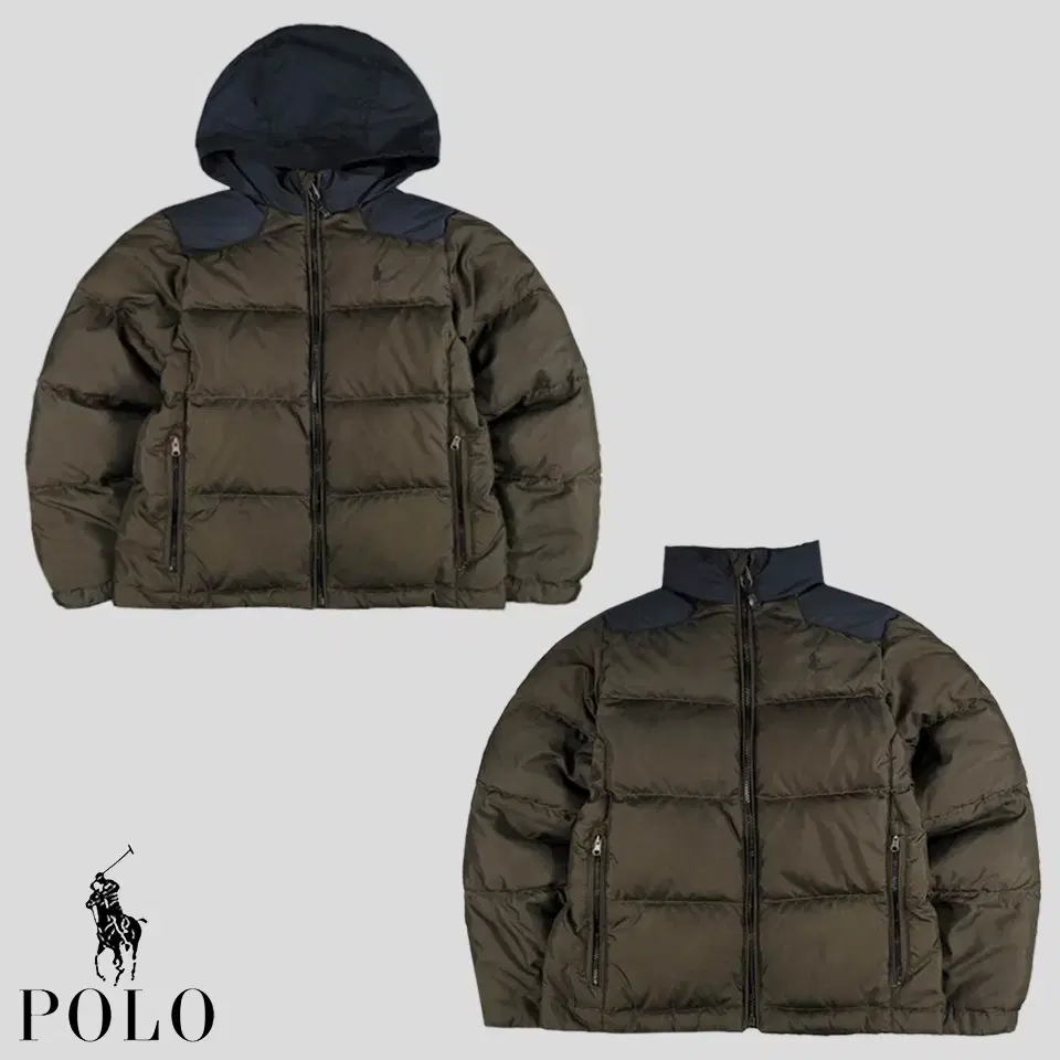 Polo Ralph Lauren Dark Brown Black Color Matching Tone Pony Polo Ripstop Hidden Hoodie Kids