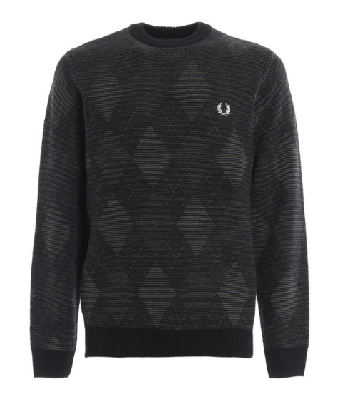 Fred Perry Argyle Knit Black XL