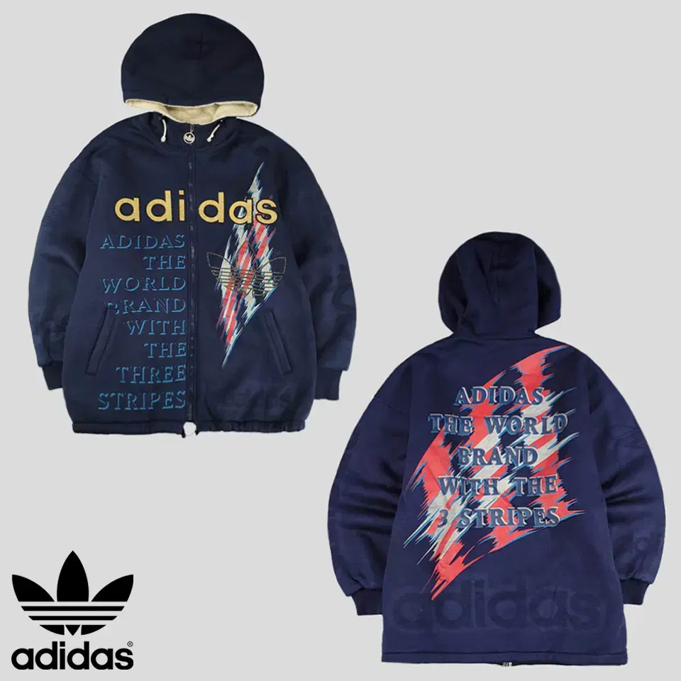 Adidas 90s JP Deep Navy Big Embroidery World Brand Multi GraphicPattern Knit