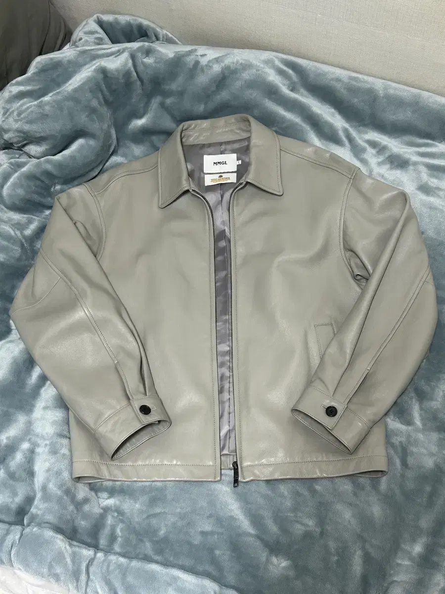 MMGL Overfit Leather Jacket Lambskin Grey Beige 1 size