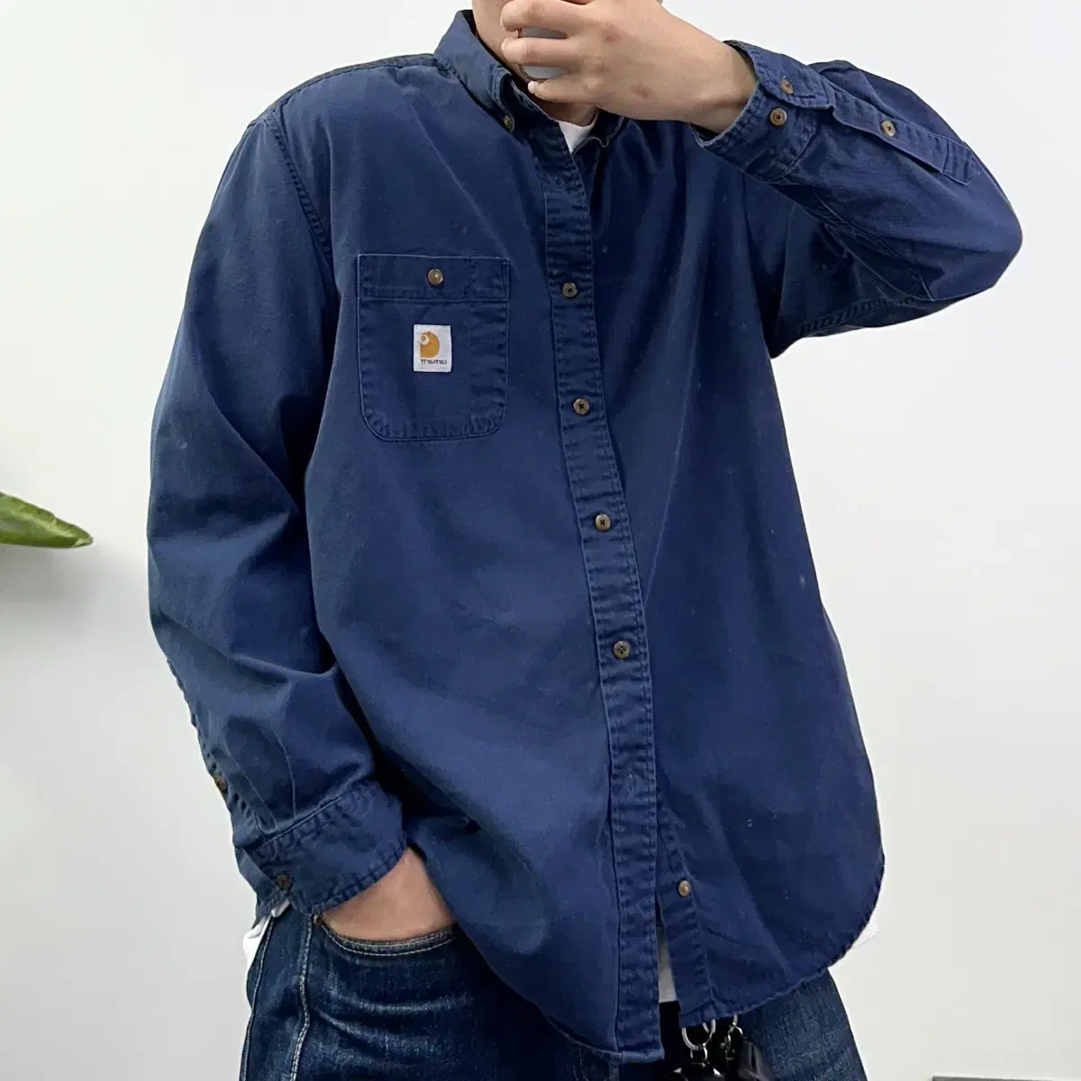 Calhart Button-down Cotton Workshirt bloo L