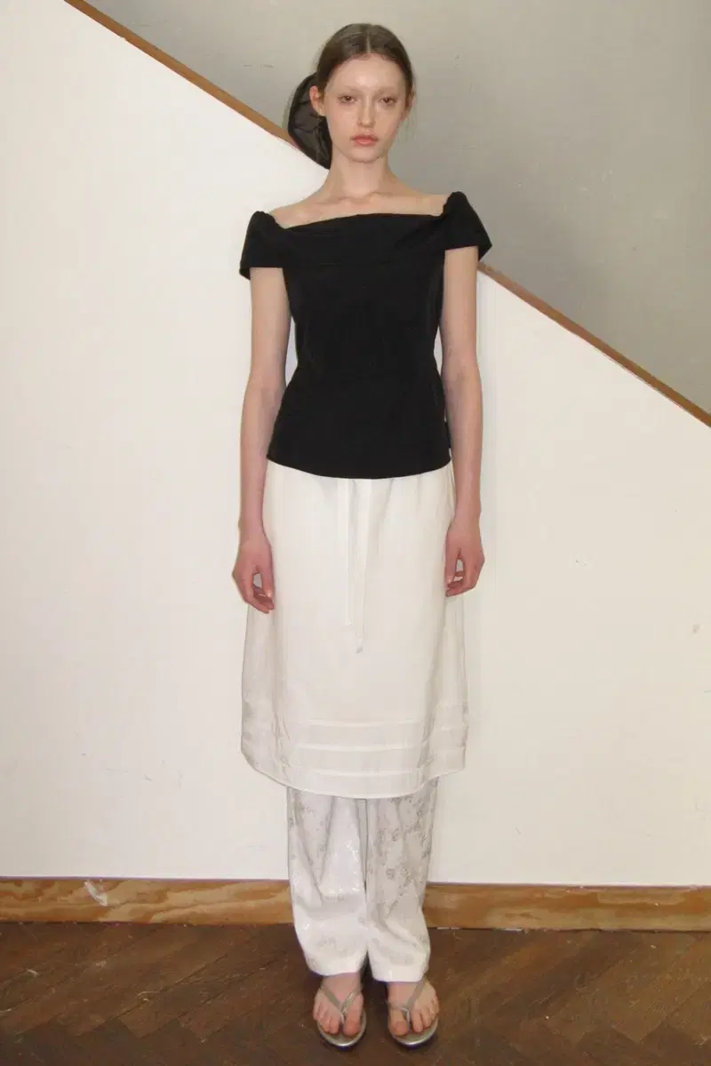 시눈 mixed skirt (white)