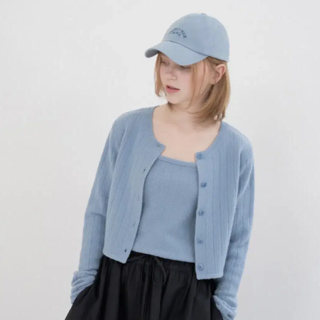 플루이드 FLUID CROP KNIT SET (SKY BLUE)