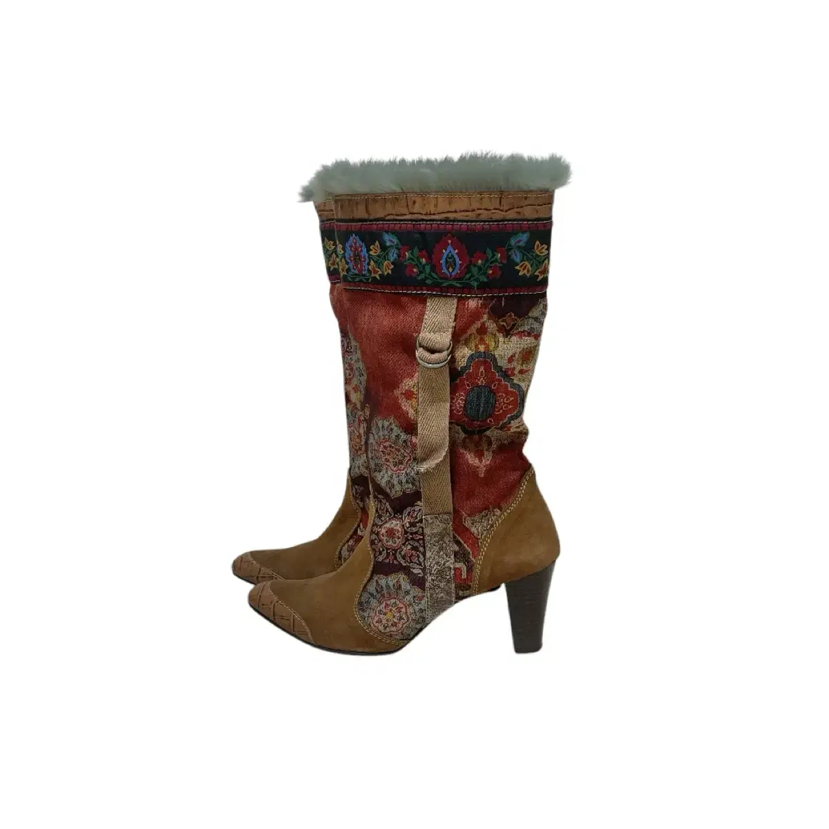 Hippie ethnic pattern fur western boots