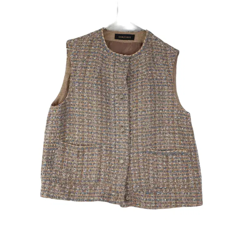 E8555 Georges Leche Women's 90 Tweed Vest Blue Beige/Dark