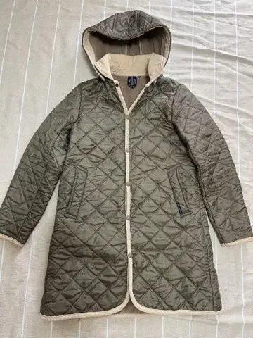 THE SMOCK SHOP 퀼팅 자켓, 후드 부착, 퀼팅 코트, 재킷