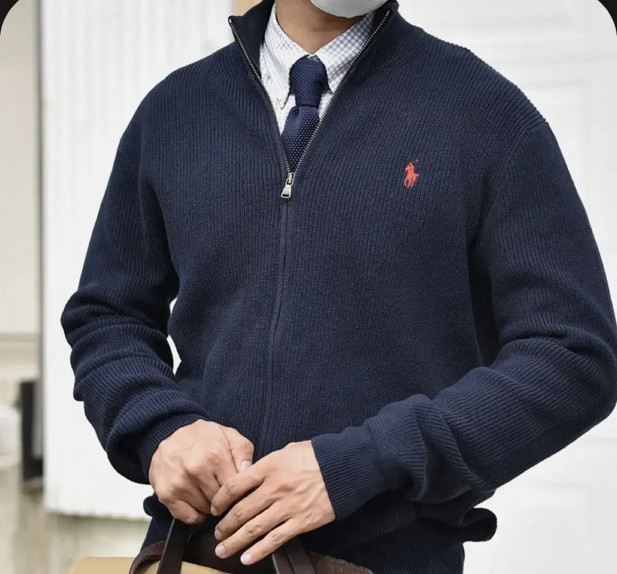 Polo ribbed knit zip-up new