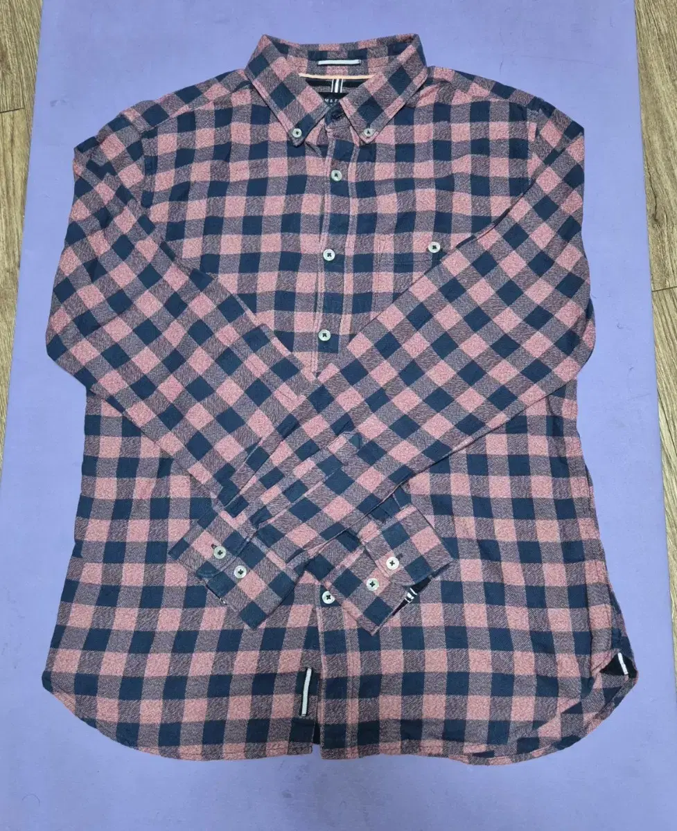 Blue and hong check cotton shirt