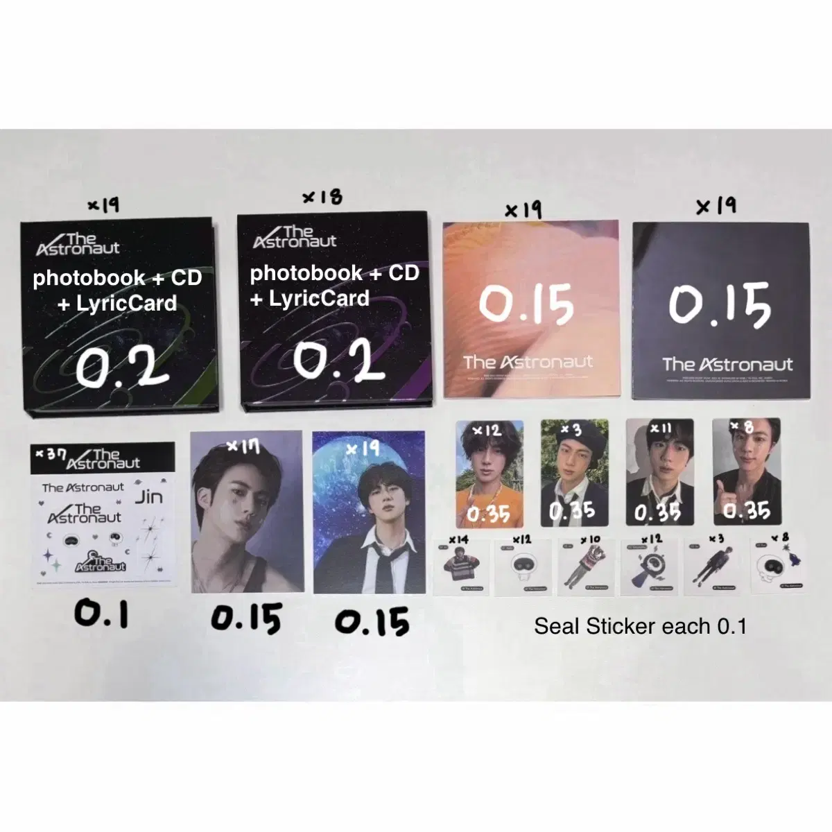 bangtan seokjin diastronaut album photocard postcard sealsticker poster jin jin bts