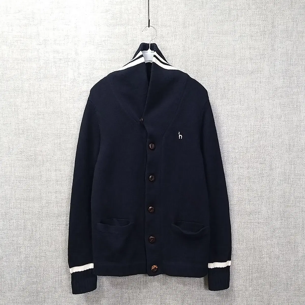 4D. Haggis Navy Wool Knit Pocket Kara Cardigan Men95