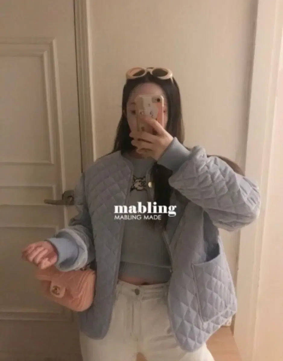 마블링 mabling 벨벳 퀼팅 자켓