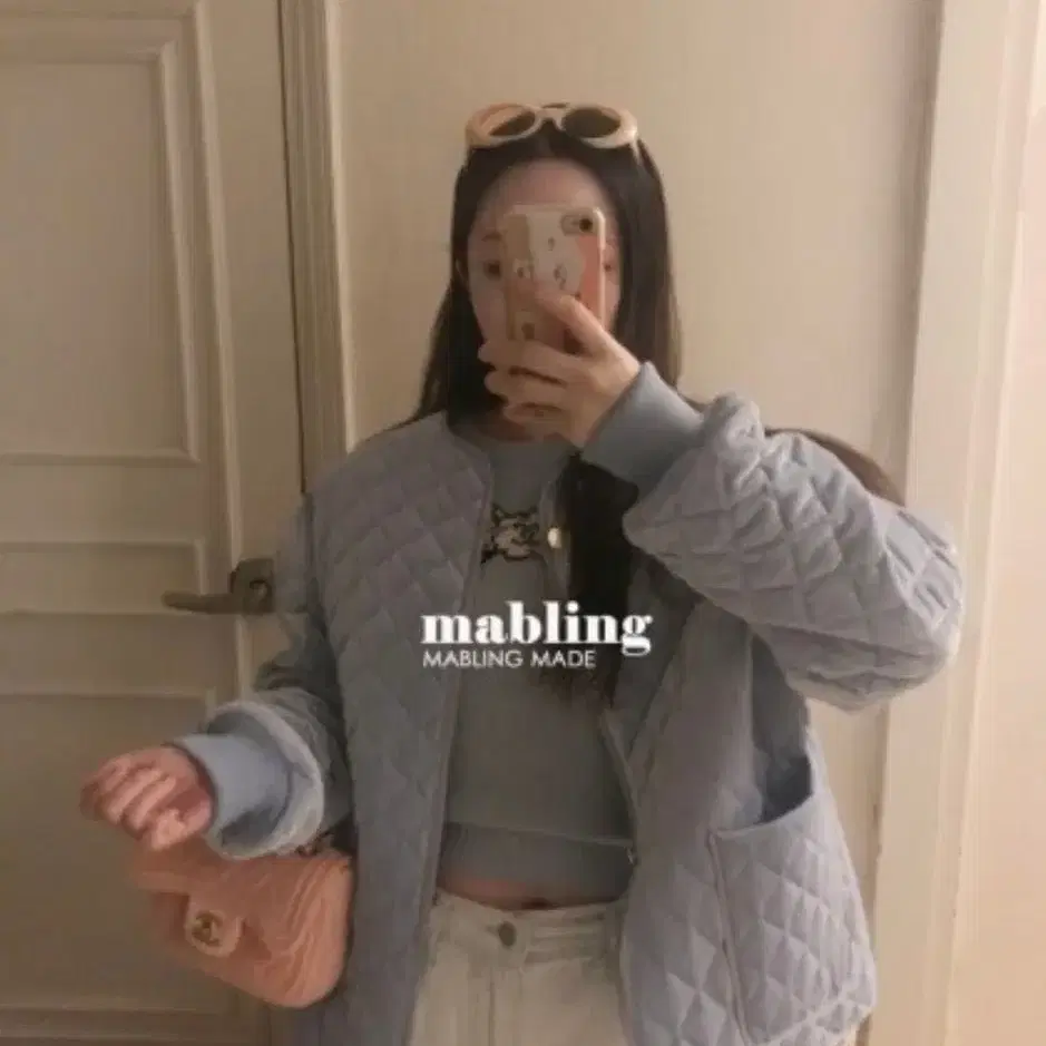 마블링 mabling 벨벳 퀼팅 자켓