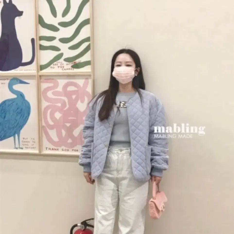 마블링 mabling 벨벳 퀼팅 자켓