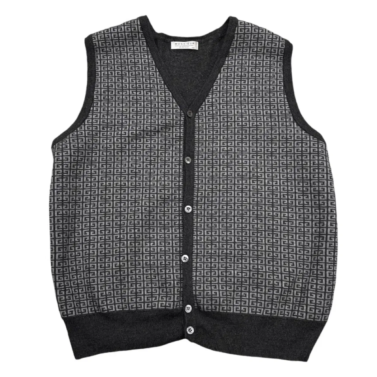 Givenchy Multi-patterned gray knit vest cardigan